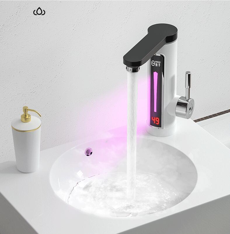 3300W Electric Instant Water Heater Faucet Tap LED Ambient Light Temperature Display Bathroom Kitchen Instant Heating Tap