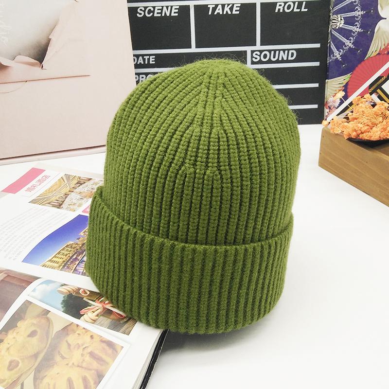 COKK Wollen Muts - Effen Patroon - Warme Wintermuts voor Dames - Casual, Skiën, Wandelen: Groente