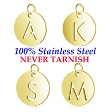 5 stuks PVD Gold Filled 26 Beginletter Naam Rvs Charm Real 316 Steel DIY Charms DIY Sieraden charms