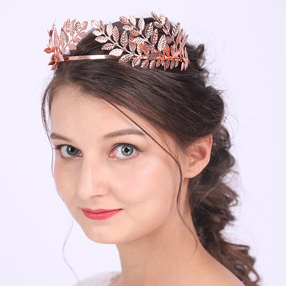 Vintage folhas casamento coroa rosa ouro prata faixa de cabelo noiva clássico headwear chique acessórios para o cabelo ornamento para mulher