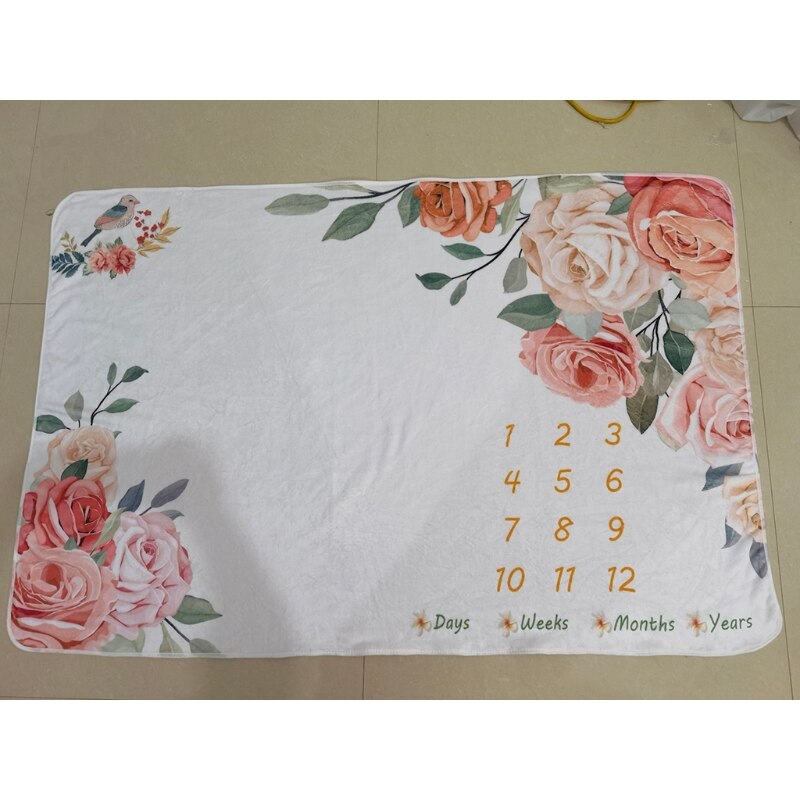 Cartoon Patroon Baby Baby Milestone Foto Props Achtergrond Dekens Achtergrond Doek Kalender Jongens Meisjes Foto Accessoires