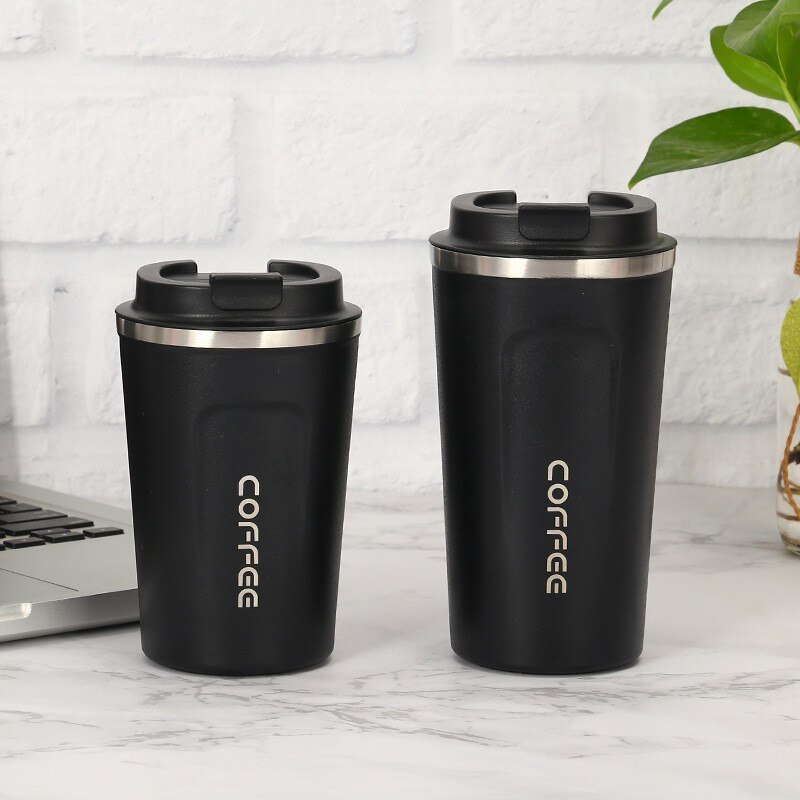 Tasse à Café Isotherme 400ml Acier Inoxydable 316 - Double Paroi Avec Couvercle Coulissant - Noir