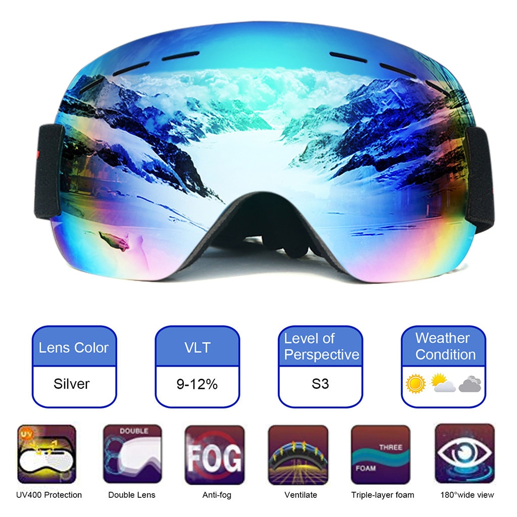 Snowboard Ski Skiën Ski Bril Gear Skiën Sport Volwassen Bril Anti-Fog Uv Dual Lens