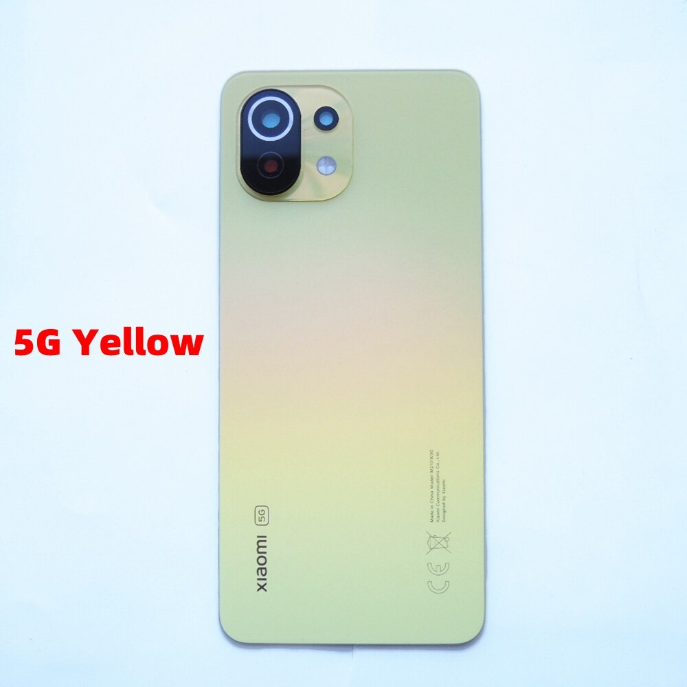 Original för xiaomi  mi 11 lite 5g ne baklucka  mi11 lite med kamera glas lins bakre batteri glasdörr hölje fodral delar: Gul  ce 5g