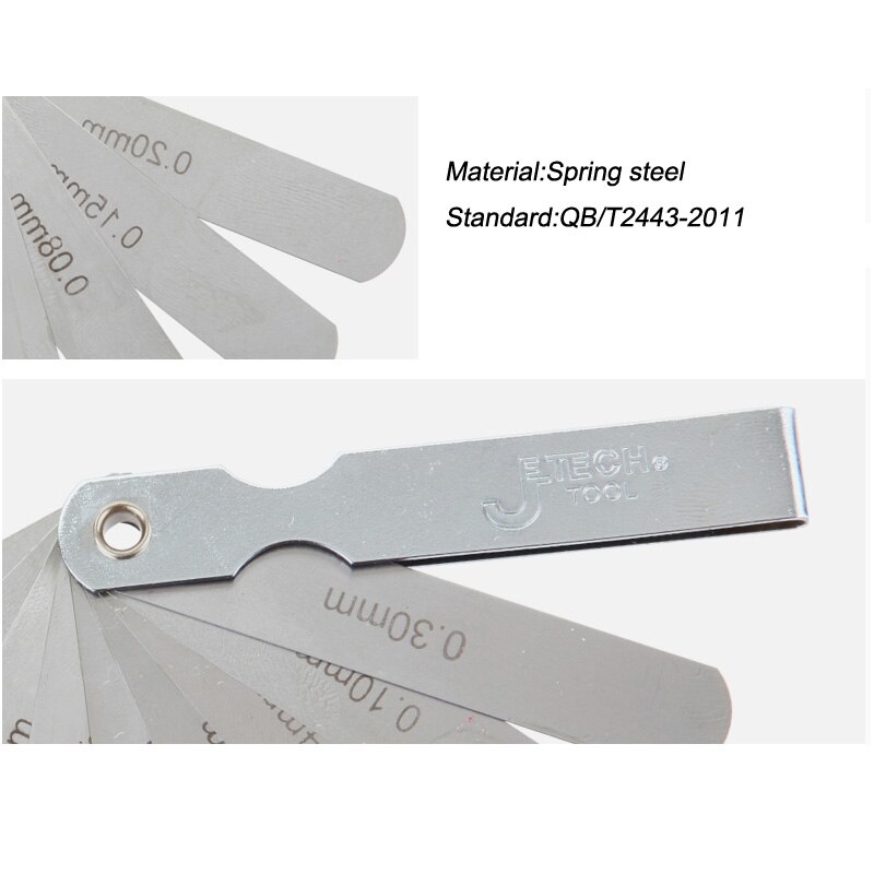 Jetech 32 blade fjederstål præcisionsfølermåler 0.05-1mm spaltefyld tykkelse metrisk dybde voelermaat måleværktøj