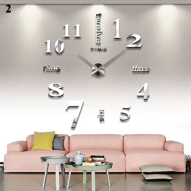 Reloj de pared y moderno para decoración del hogar, cronógrafo con números, reloj de pared adhesivo, grande, 3D, Digital,: 2