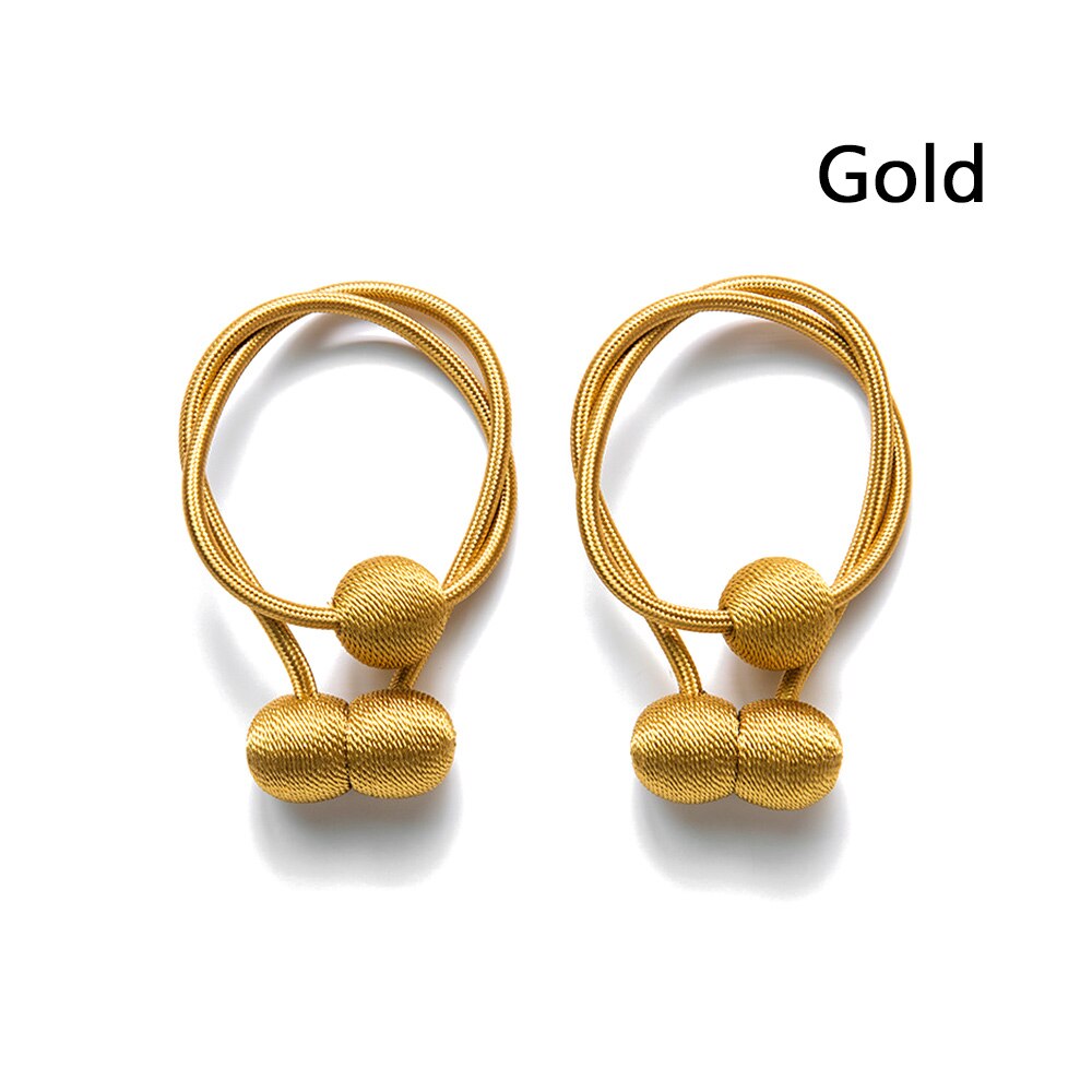 2 pezzi tiranti per tende magnetici forte magnetico casa multicolori holdback tenda cravatta fibbia clip senza punzonatura cinghie decorazioni fai da te: A-gold
