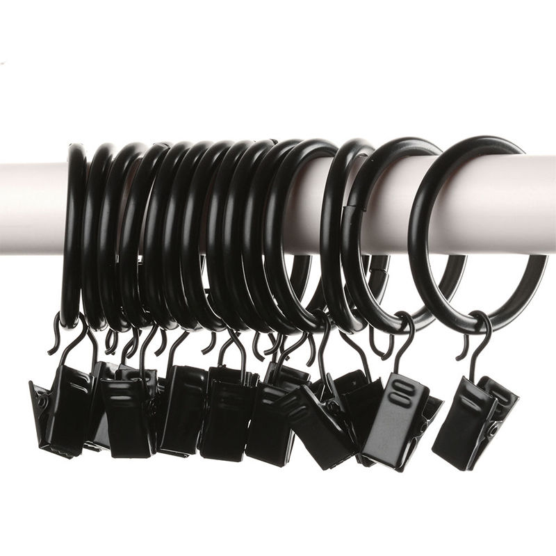 Gloednieuwe 10 Stks/set Praktische Gordijn Clip Metalen Gordijn Draperie Ringen Oogjes Zwart