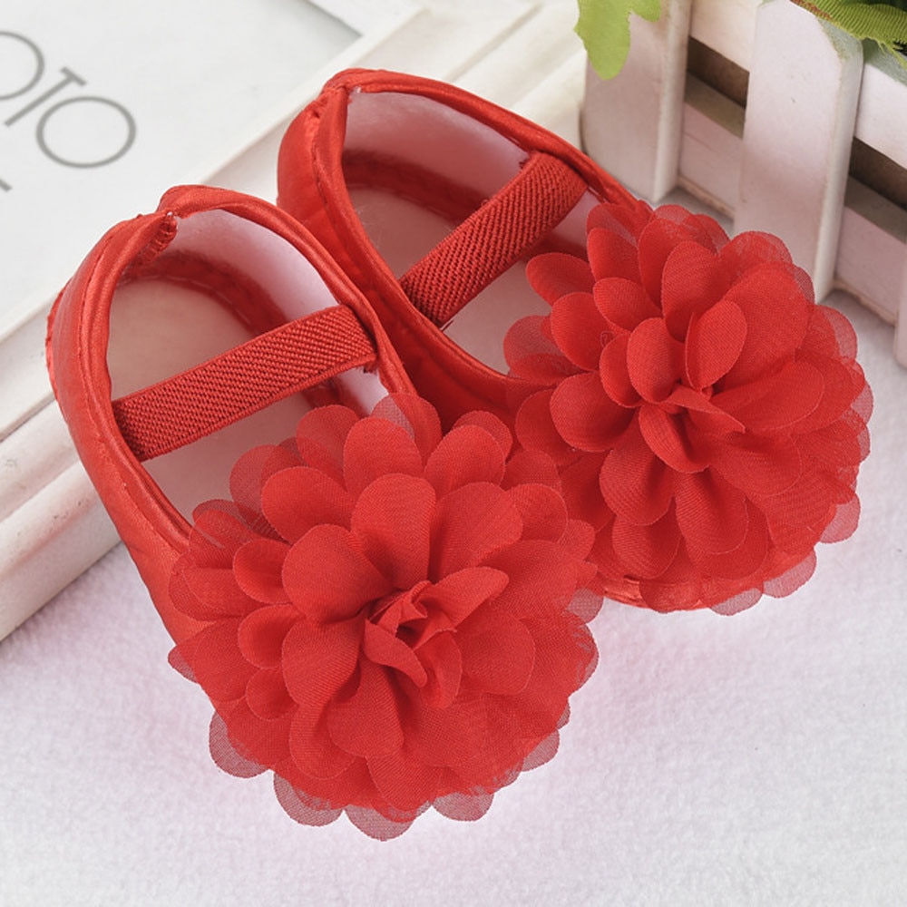 Baby Schoenen Meisjes Aankomst Peuter Kid Baby Meisje Chiffon Bloem Elastische Band Pasgeboren Wandelschoenen