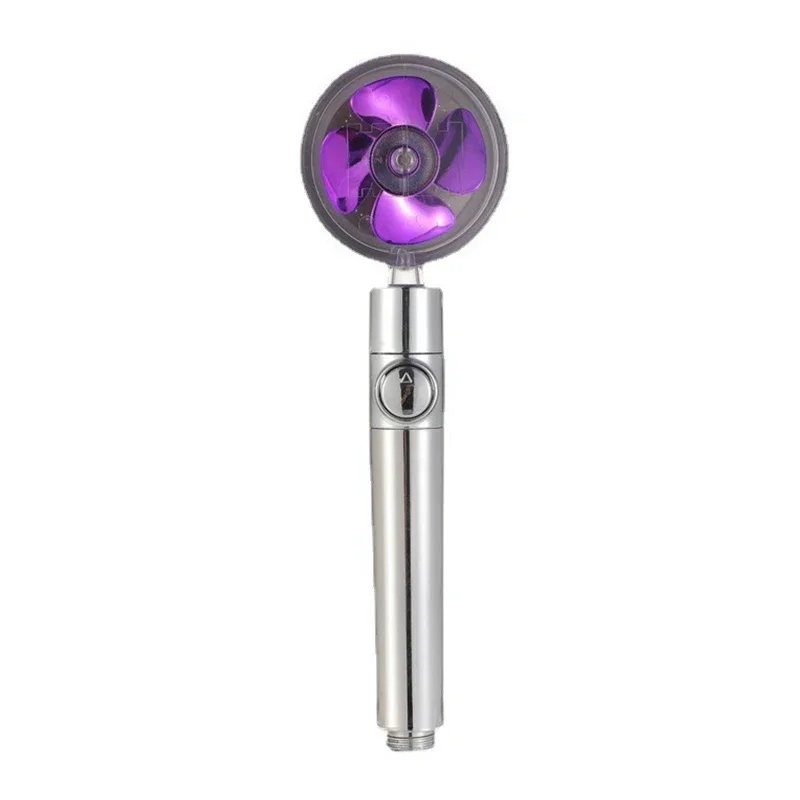 Shower Head Water Saving High Preassure Turbo Propeller Flow Showerhead with Fan Built-in Filter Rainfall Bathroom Accessor: PURPLE