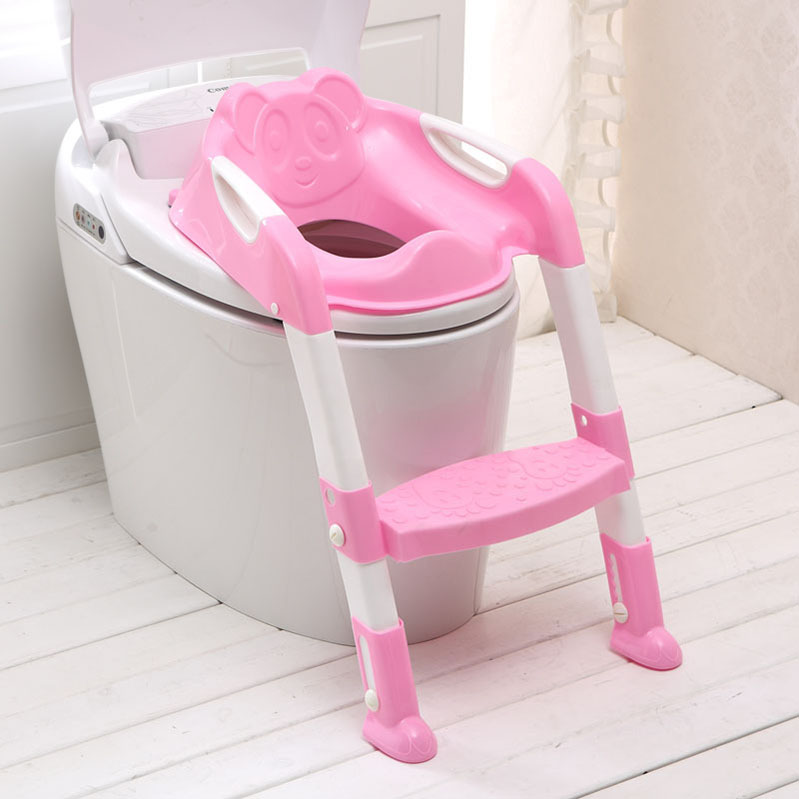 2 farver foldbar baby potte spædbørn toilettetræningssæde med justerbar stige transportabelt urinal potte træningssæde børn: By8806- lyserøde