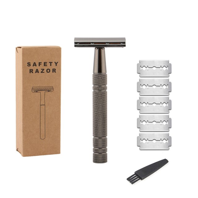 Double Edge Safety Razor With 5 Shaving Blades,Pre... – Vicedeal