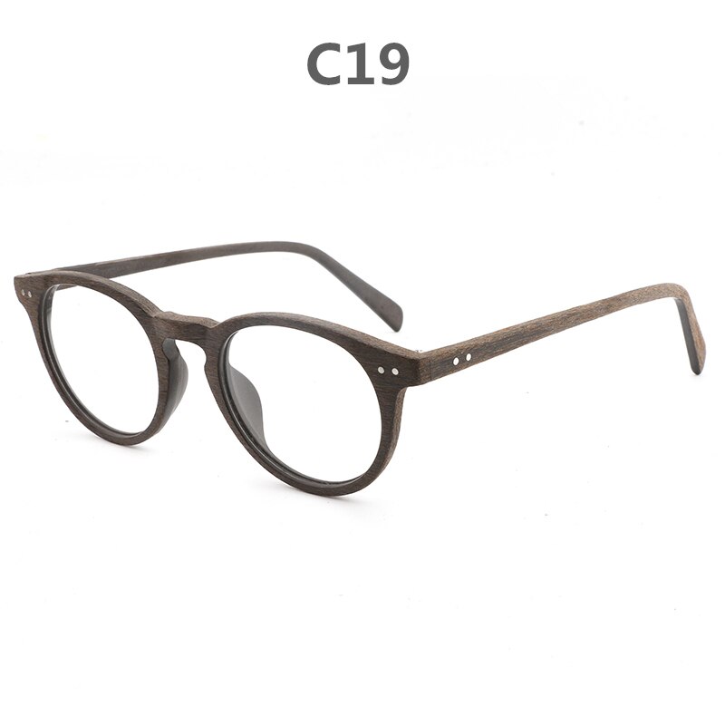 Azb vintage klare briller cat eye træbriller ramme mænd kvinder gennemsigtige linsebriller træ optiske brillerammer  hb030: C19