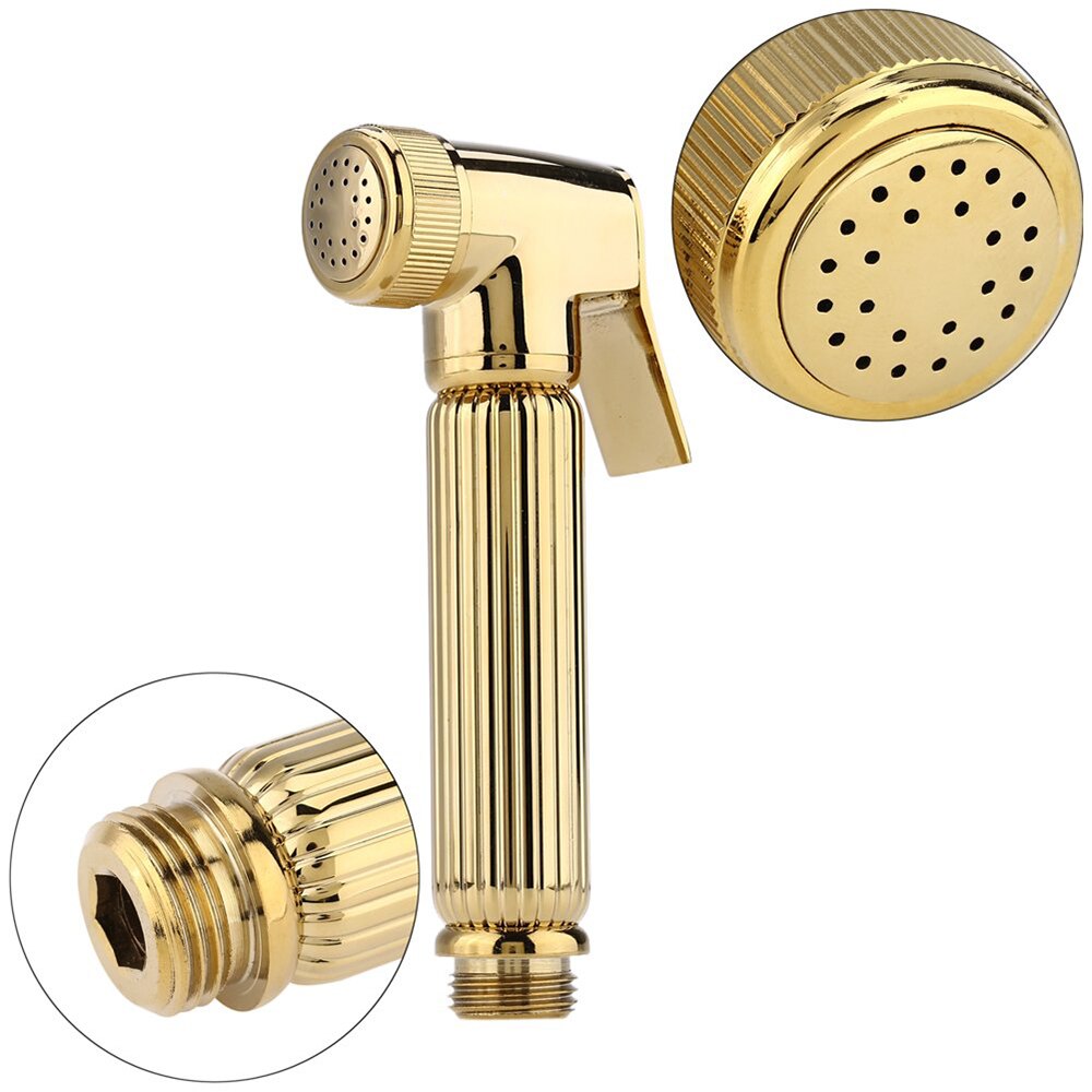 Wc Hand Held Bidet Sproeier Kit Messing Verchroomd Badkamer Bidet Kraan Douchekop: Golden
