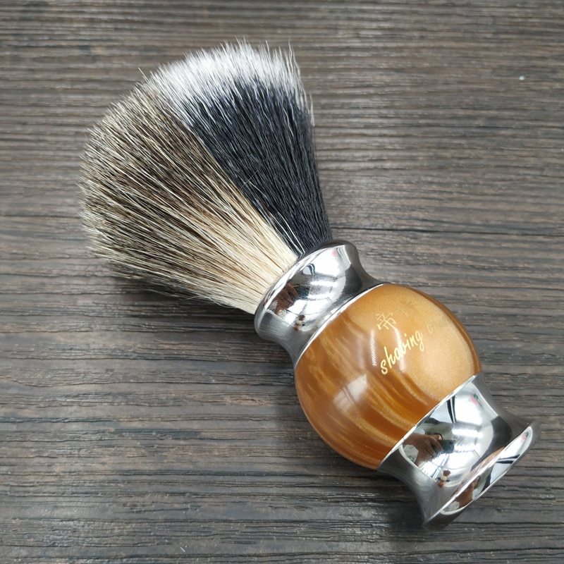 Dscosmetic pure badger haar en synthetisch haar knopen scheerkwast met hars en metalen handvat