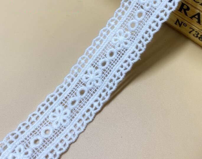 Renda floral bordado de algodão branco, 5 jardas/lote, pequena, fina flor x716: 1 2.8cm