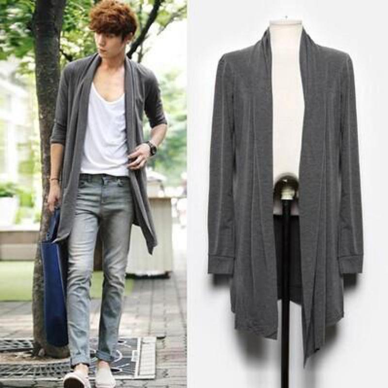 Men The Long Thin Cardigan Korean Male Cloak Coat Non Mainstream