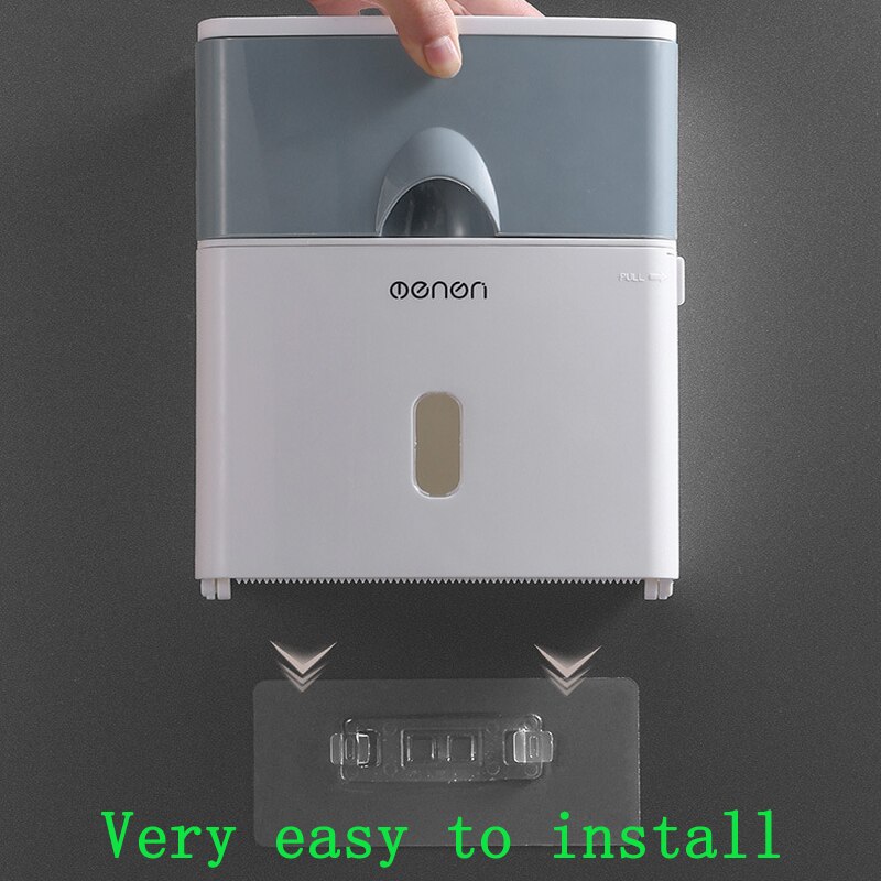 Double-layer Multifunctional Tissue Box Toilet No Holes Box Toilet Waterproof Easy To Install with The Drawer