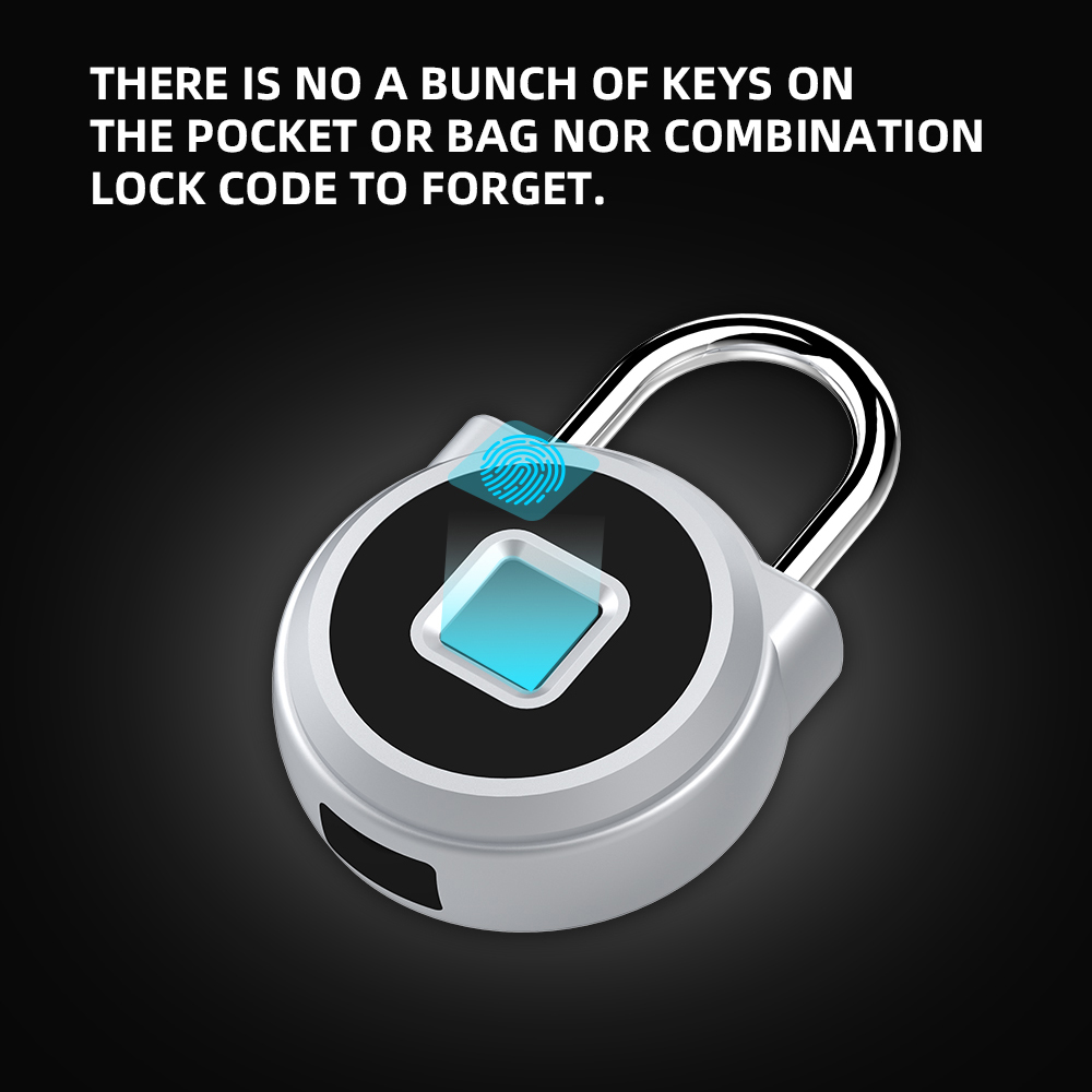 Cadenas intelligent portable à empreinte digitale | Étanche sans clé, antivol, pour applications iOS Android, cadenas de porte d'armoire