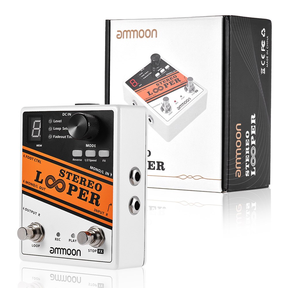 ammoon STEREO Looper POCK LOOP Guitar Effect Pedal 11 Loopers Max.330mins Recording Time Supports 1/2 & 2X Speed Guitar Pedal