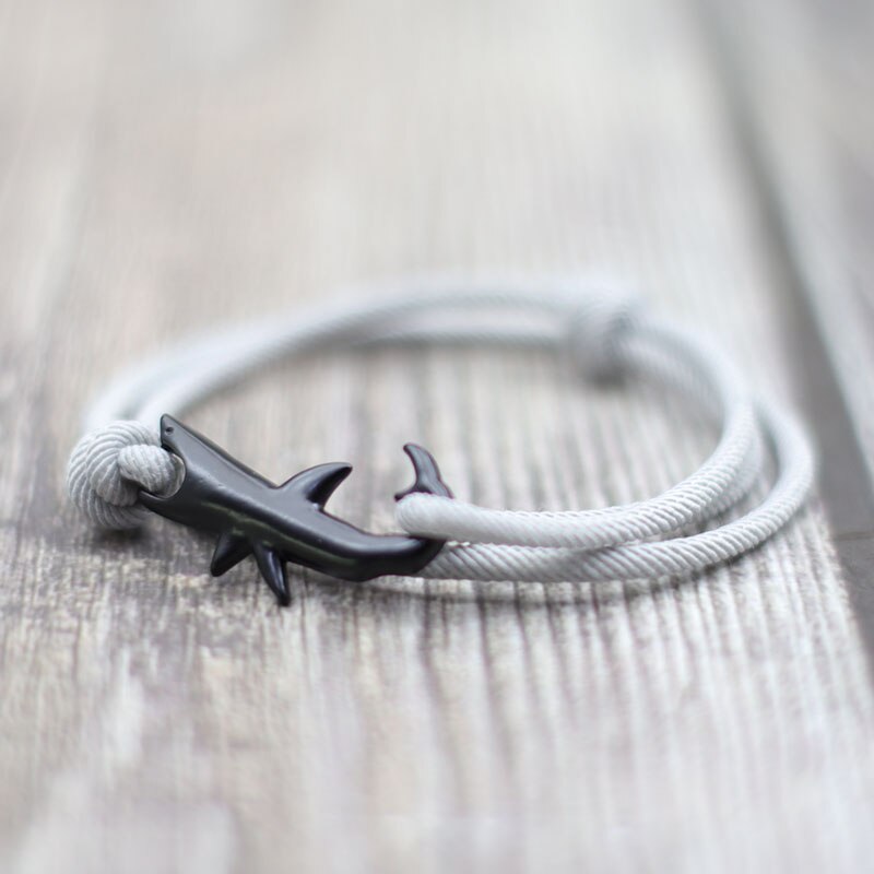 Noter haj armbånd unisex dobbelt lag justerbar 3mm snor kæde armbånd strand smykker tilbehør surfer armbånd pulsera