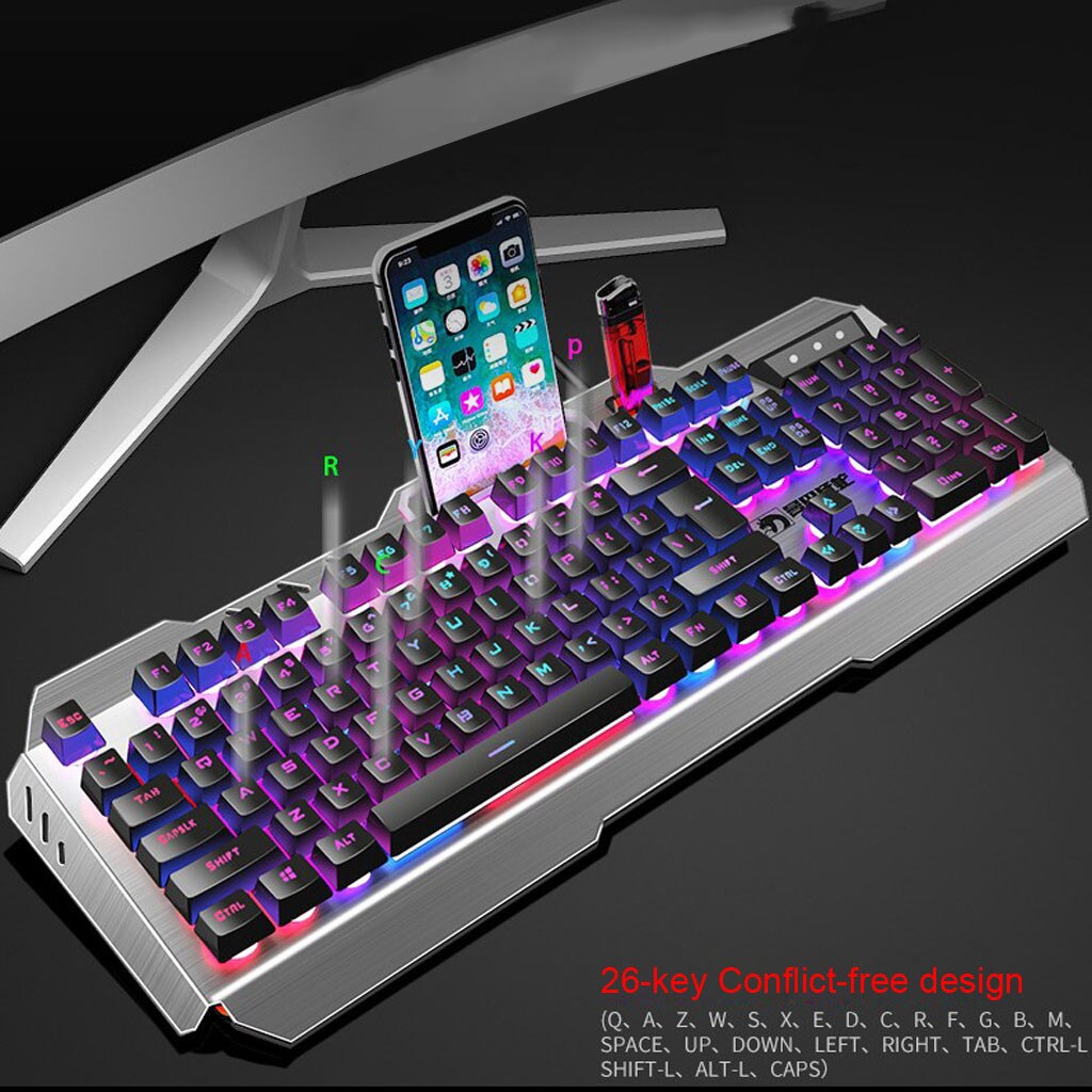 Mechanical Keyboard Wired Gaming Keyboard Combos 16 RGB Mix Backlit Ergonomic Keyboard 2000 DPI Mouse Set For Computer PC Z0521