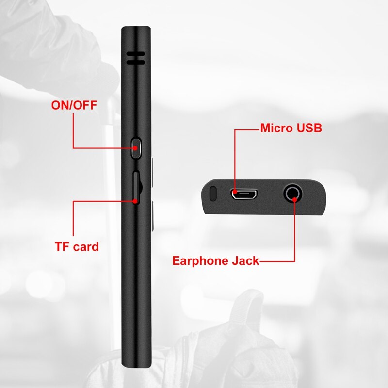 Bærbar mini trådløs smart oversetter 68 språk toveis sanntids øyeblikkelig taleoversetter app bluetooth m-språk