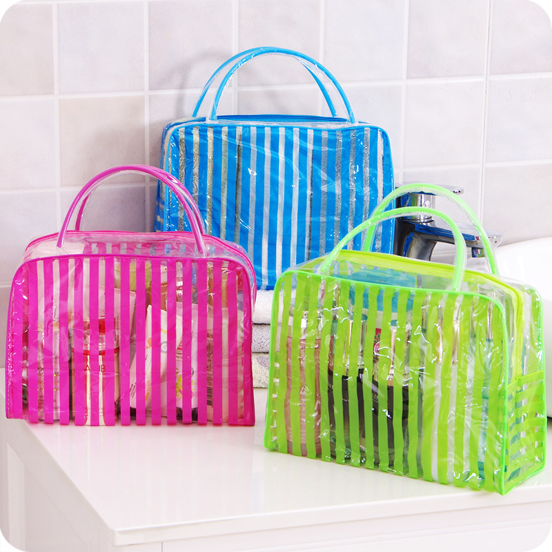 Pvc transparente cosméticos sacos de viagem das mulheres à prova dwaterproof água claro lavagem organizador bolsa beleza maquiagem caso praia cosméticos tote