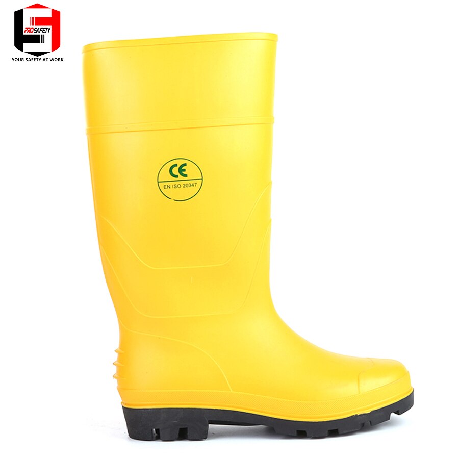 PRO SAFETY Rubber Rain Boots Water Garden Shoes Cheap PVC Safety Gumboots Yellow Footwear China