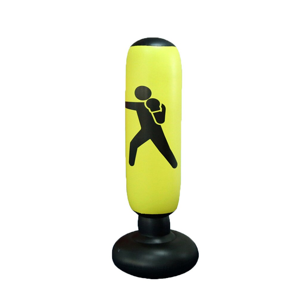 Boxing Punching Bag Vertical Inflatable Boxing Bag Thickening Boxing Pillar Tumbler Fight Column Punching Bag Fitness#0416g30: BLACK 160cn