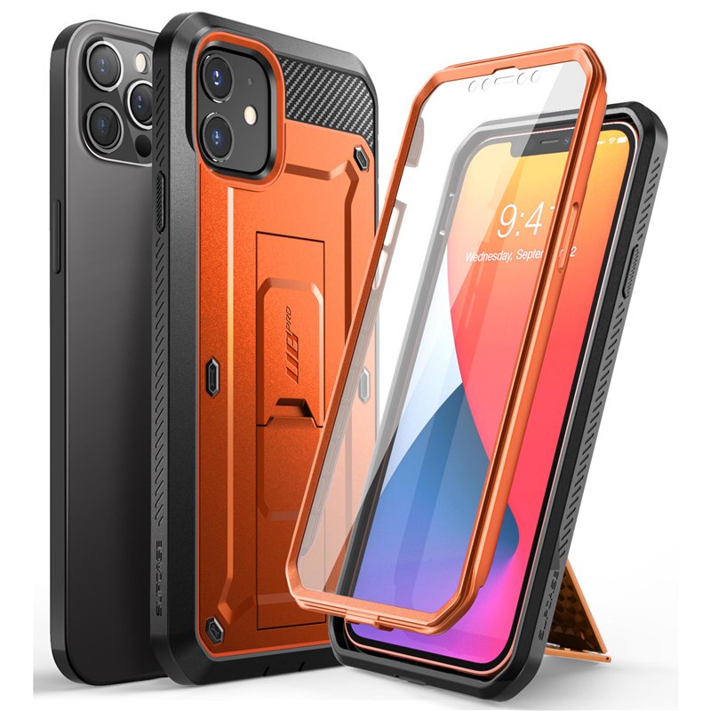 Voor Iphone 12 Case 12 Pro Case 6.1 ") supcase Ub Pro Full-Body Robuuste Holster Cover Met Ingebouwde Screen Protector & Kickstand: Orange