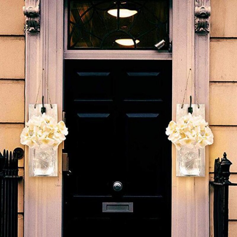 LED licht muur decoratie mason kan licht fairy guirlande antieke wandlamp kandelaar nep bloem muur decoratie (1 stuk)