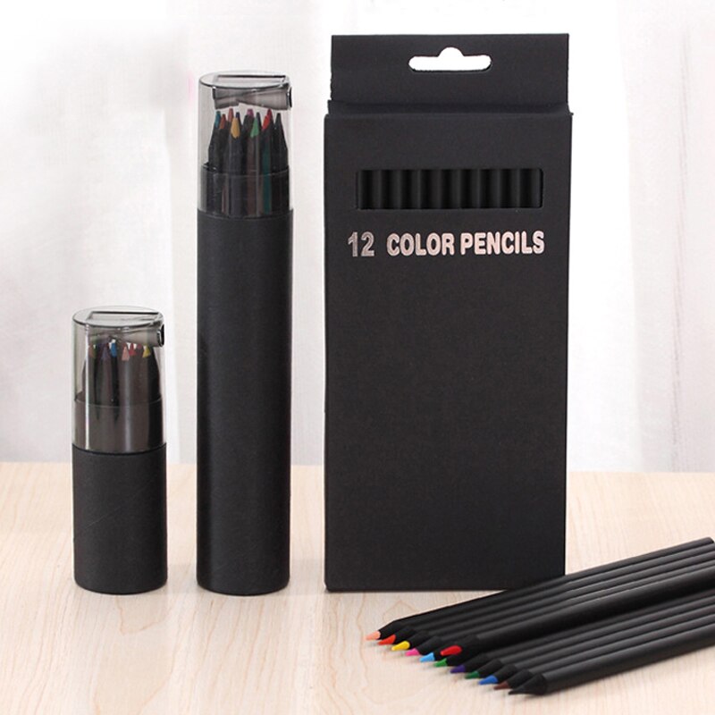 12 Stks/set Student Schetsen Kleur Potloden Set Luxe Zwart Hout Professionele Tekening Kleur Potlood Kunst School Supplies Kantoorboekhandel