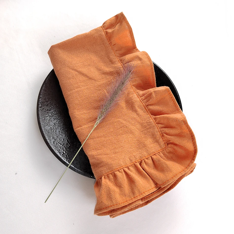 Katoen 100% Ruffule Servetten Voor Borden Zachte Volants Voor Bruiloft Decoratie Huis Warming Tafel Decor Party: 90x40 cm / green