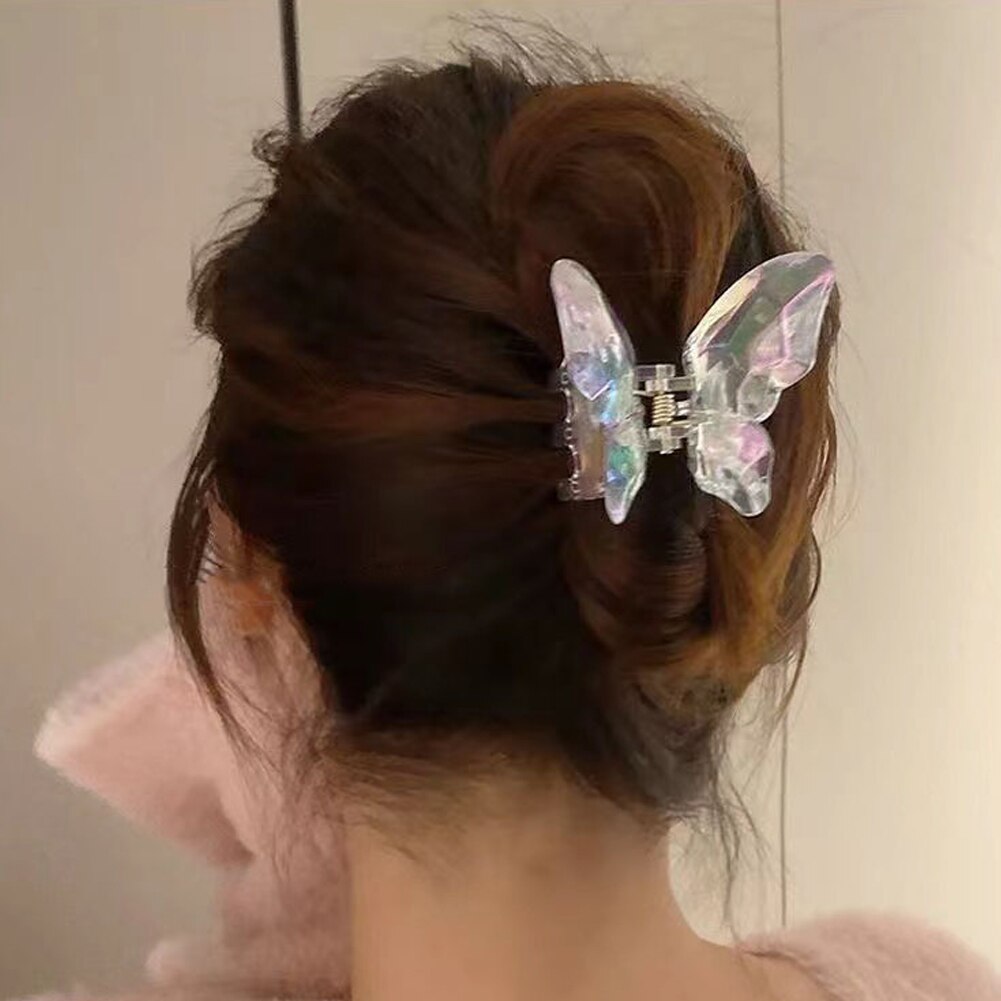 Pinza de acetato para el cabello para niña y mujer, pasador de mariposa, pinzas para el cabello degradadas, teñido anudado, herramientas de peinado