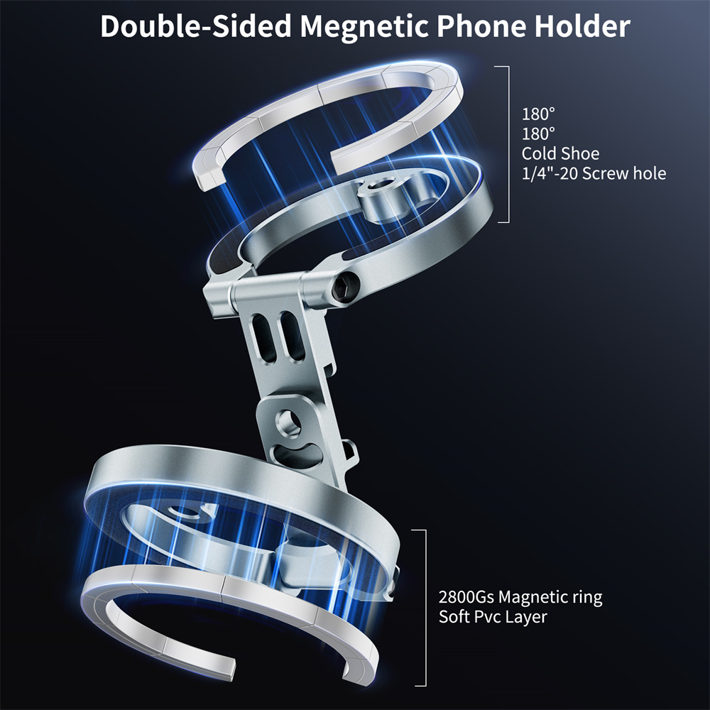 2025 Dwustronny magnetyczny uchwyt na telefon z 1/4" ColdShoe do MagSafe iPhone 16 15 14 13 Android Statyw Siłownia Uchwyt samochodowy Stojak na telefon