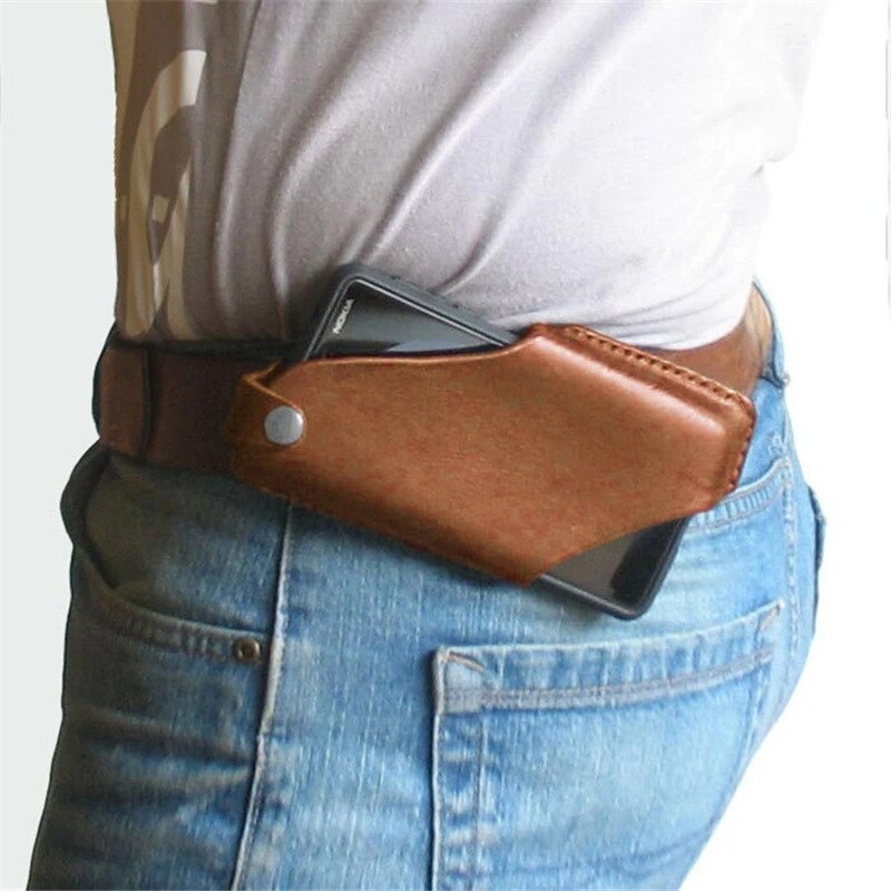 Belt Clip Holster Case Voor 6.5 Inch Taille Telefoon Tas Pu Lederen Pack Covers Shell Accessoires Mini Tassen: Brown