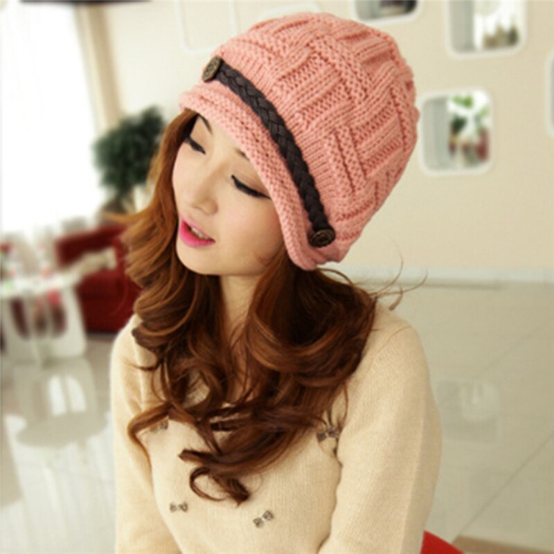 GAOKE 1Pcs,Woman Knitting Earmuffs Hat, Winter Pure Manual Warm Cap, Five Color, Christmas: Pink
