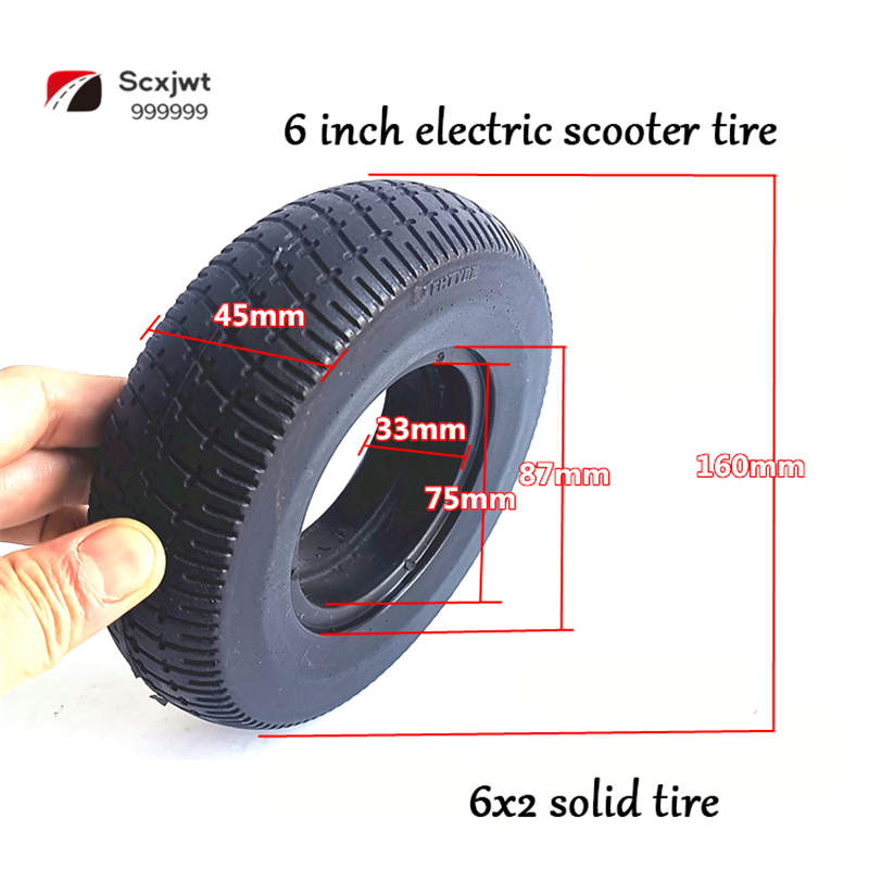 6 Inch Pneumatic Tire 6x2 Inner and Outer Tire Electric Scooter Non Pneumatic Explosion Proof Solid Tire Whole Wheel