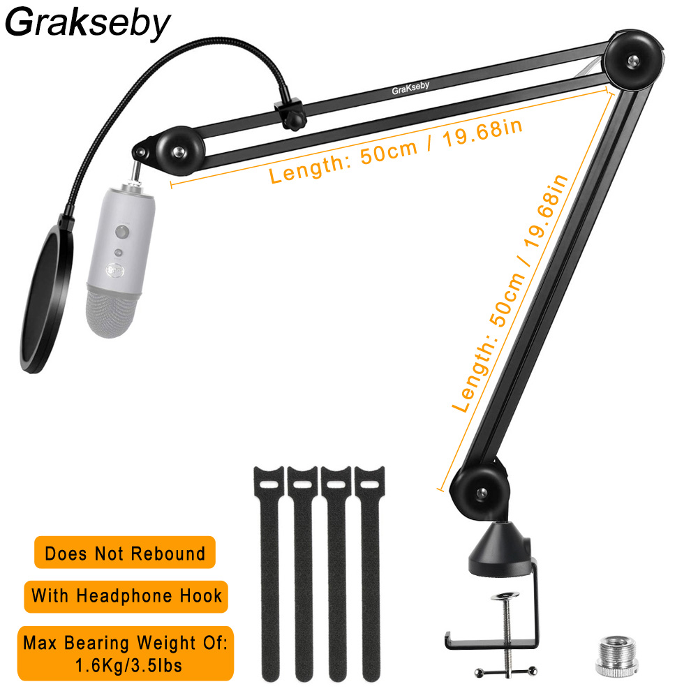 Support de Microphone pour Blue Yeti, bras de micro robuste avec filtre Pop, support de crochet pour casque, ciseaux de Suspension