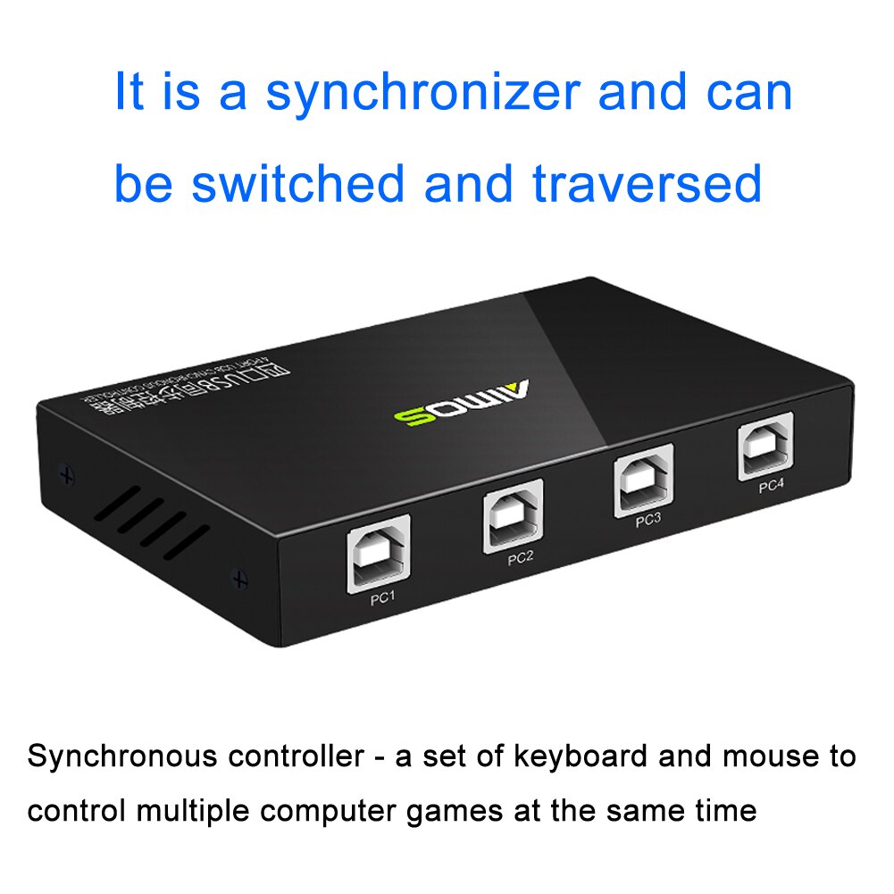 KVM Switcher With Cables Accessories Synchronous Controller 4 Port USB2.0 Splitter For Computer Gaming Stable Data Transmission