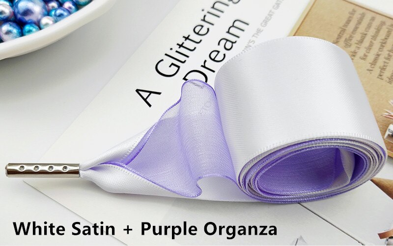 Boutique Schnürsenkel 19 Farbe 3,2 cm Breite Doppel Satin Organza Schnürsenkel Schöne Spitze Verbreitert Freizeit Sport Schuhe Schnürsenkel: White Purple