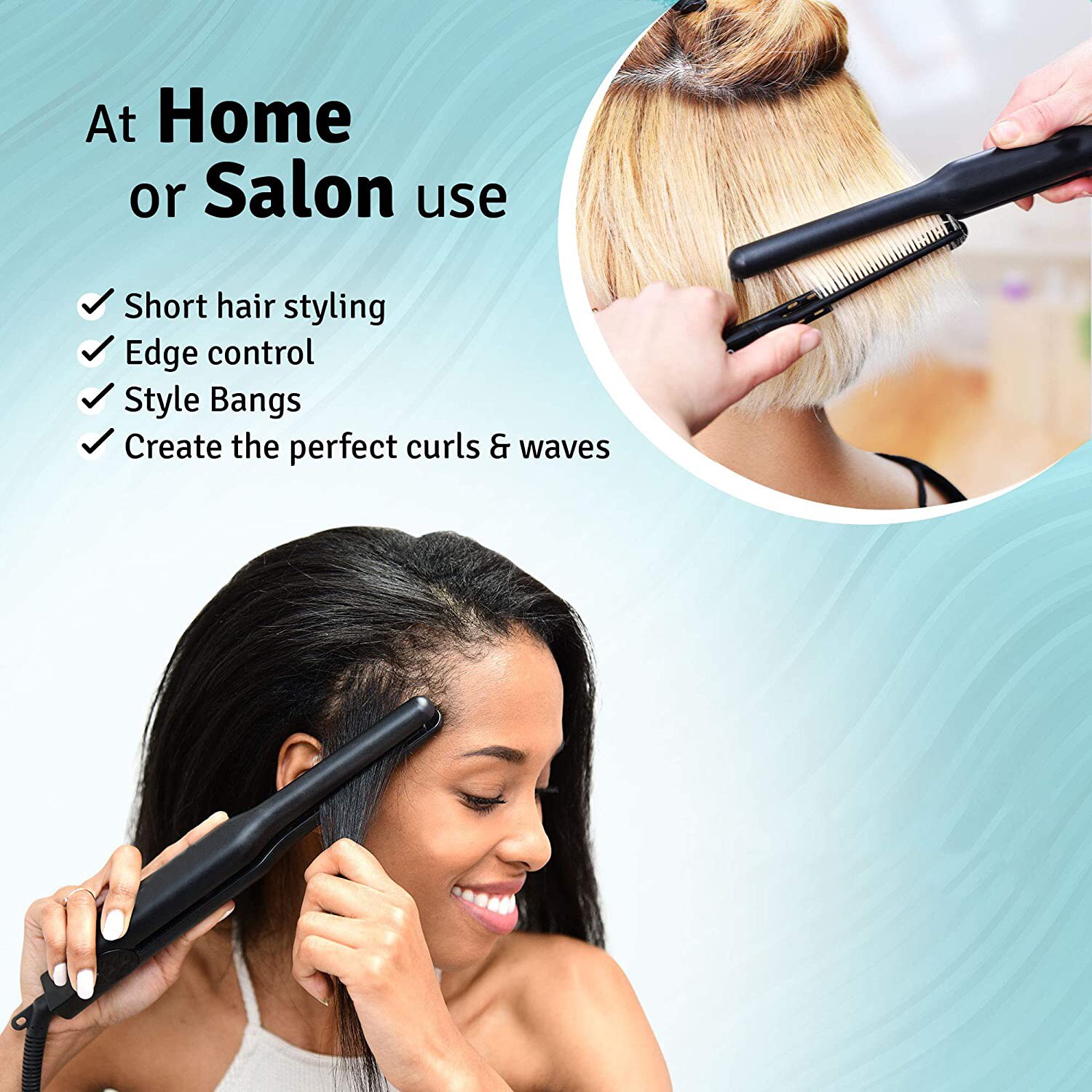 Flat Iron Hair Straighting Ceramic Titanium Small Short Straightener Curling Iron Hair Cut Straighten Iron Infrared Heated Plate
