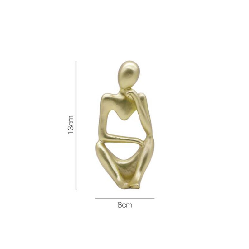 Home Decoratie Hars Sculptuur Denker Karakter Abstract Standbeeld Art Europese Stijl Voor Home Decor Moderne Kantoor Plank Desktop: Golden B