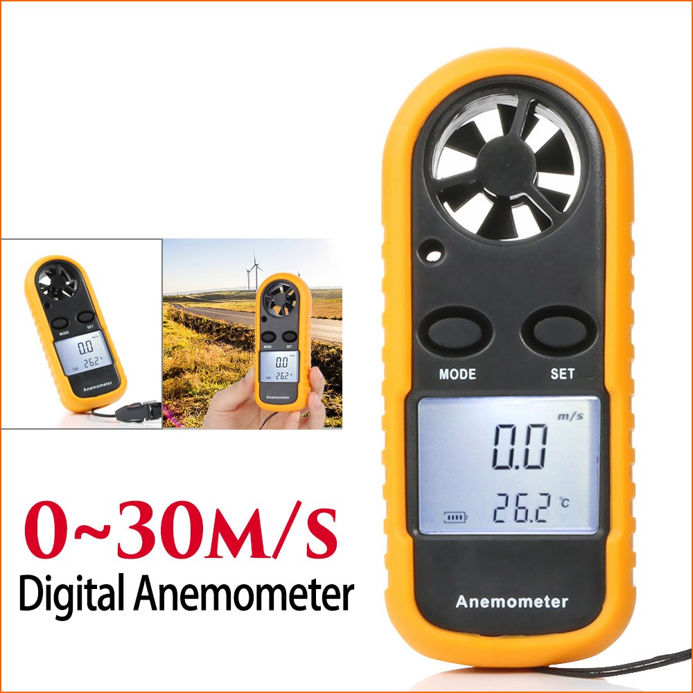 Anemometer Portable Anemometro Thermometer GM816 Wind Speed Gauge Meter Windmeter 30m/s LCD Digital Hand-held Anemometer: Default Title