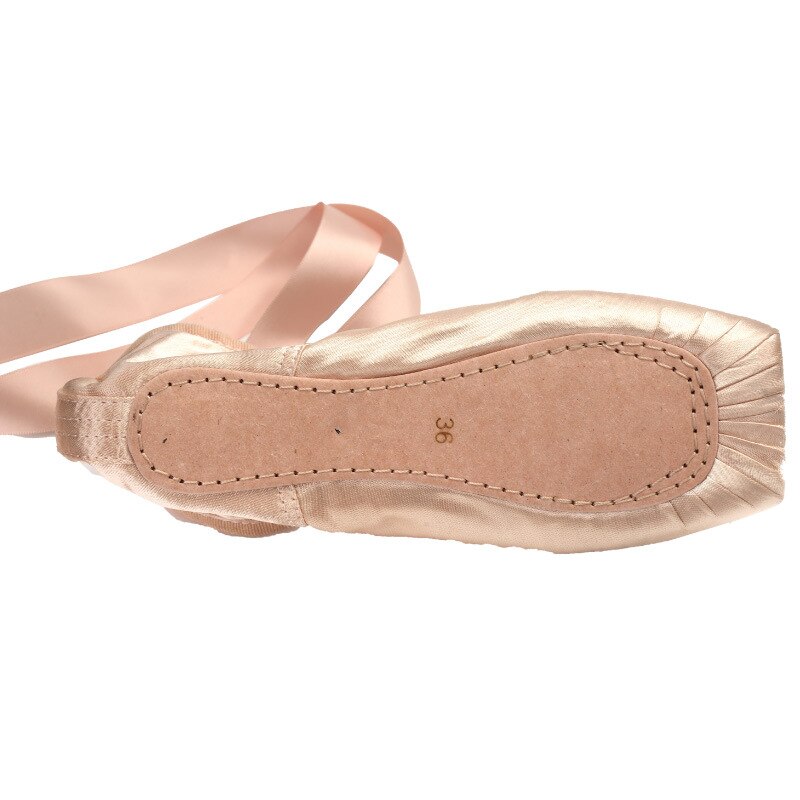 USHINE 29-44 ladies satin ballet shoes with ribbons ballet pointe shoes ballerina girls woman