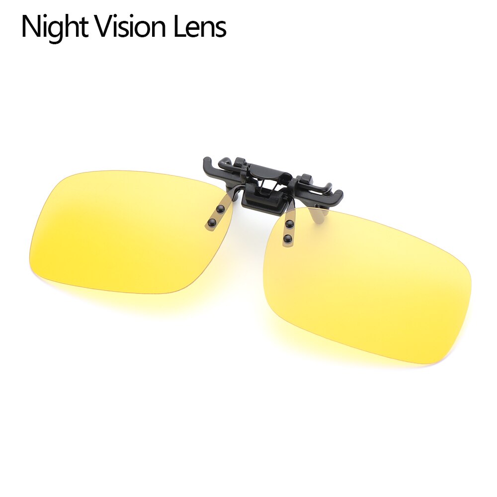 1PC Polarized Clip On Flip Sunglasses UV400 Anti-Glare Sun Glasses Flip Night Vision Glasses Driving Fishing Cycling Eyewear: Night Vision Lens