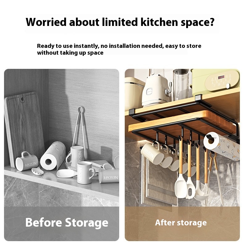 Hanging Rack Under Kitchen Cabinet Household art organizing rack cutting board rack hook pot cover utensils storage rack