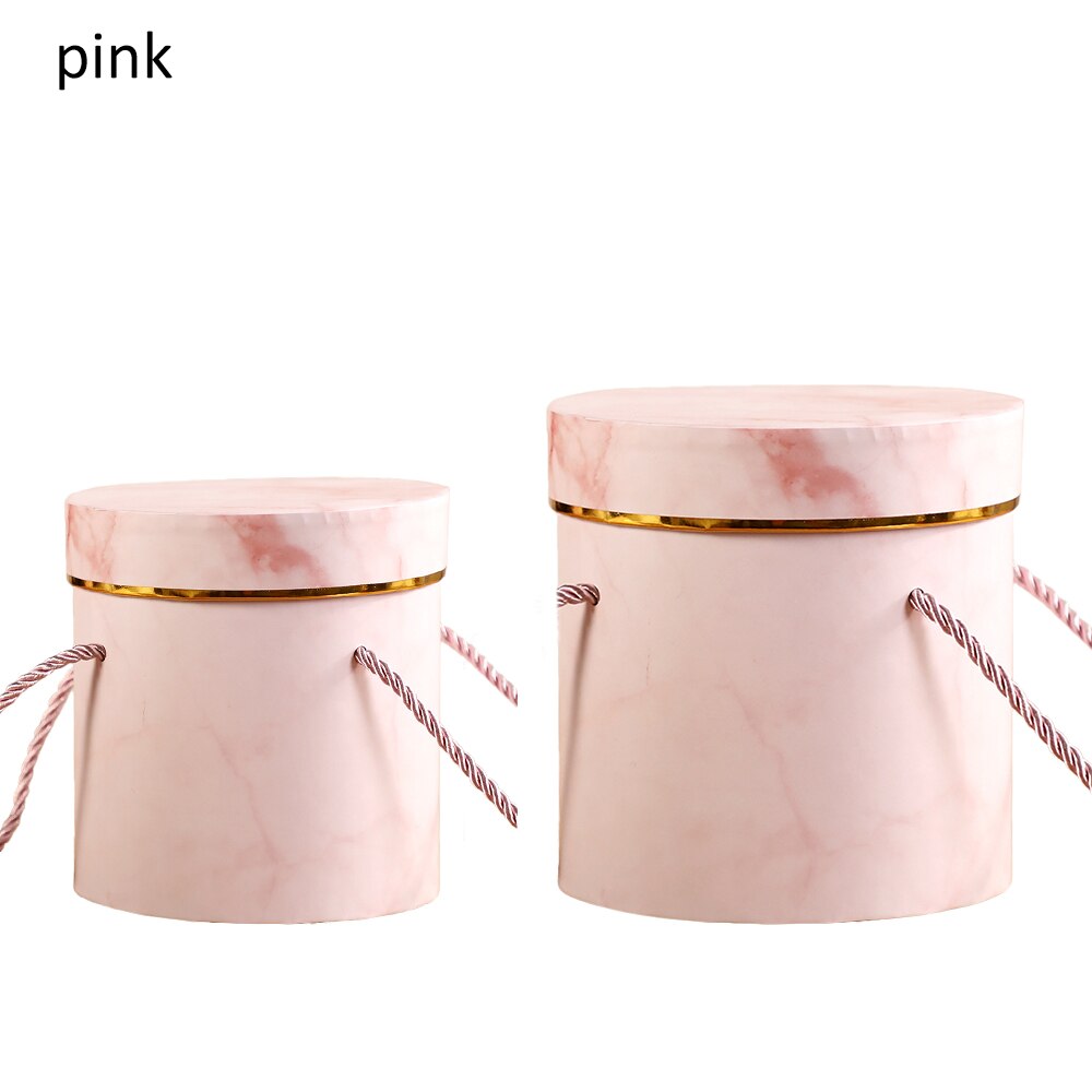 2 stuks ronde bloemendozen, bloemenverpakking, snoepopslagdoos, papieren zak, boeketdecoratiedoos, bruiloftdecoratiedoos: Roze