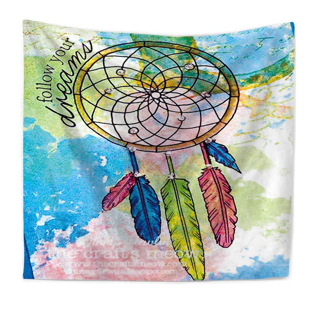 Boheme-stil vægophæng stort område firkantet akvarel fjer multifunktionel strand picnic boligindretning: 150 x 130cm / Tp1024-1